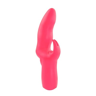 Розовый вибратор со стимулятором клитора MATES FANTASY RECHARGE VIBRATOR - 17 см.