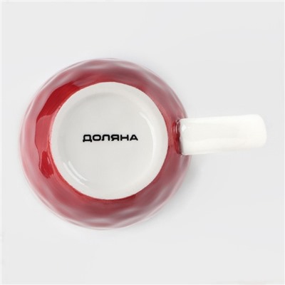 Кружка Доляна «Космос», 400 мл, фарфор, белая, красная