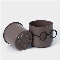 Кашпо для цветов со вставкой «Стив», 650 мл, d=11.5 см, h=10.5 см, цвет французский серый