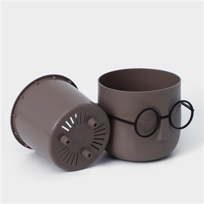 Кашпо для цветов со вставкой «Стив», 650 мл, d=11.5 см, h=10.5 см, цвет французский серый