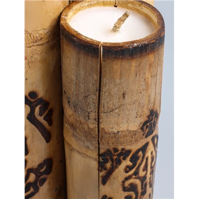 УЦЕНКА Свеча в бамбуке тройная «Экзотика» 13×15×30 см, 100 мл, цв. бежевый