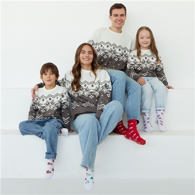 Свитер вязаный новогодний детский KAFTAN Scandinavia размер 30 (98-104 см), серый