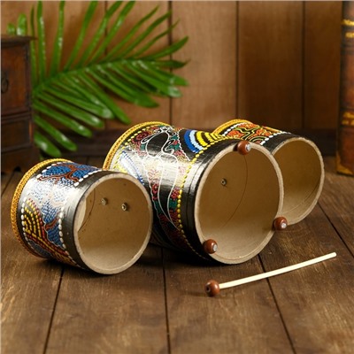 Сувенирный музыкальный инструмент «Барабаны тройные», 33×17×11 см, МИКС