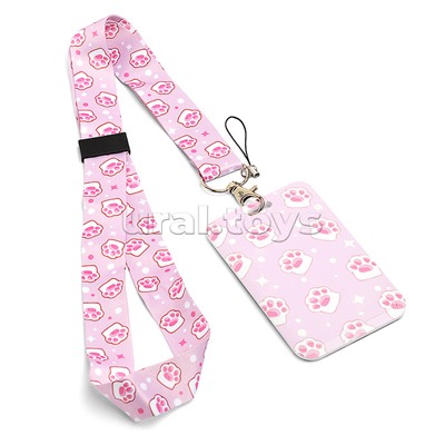 Бейдж школьный пластиковый "Cat's paws" 110x70 мм, вертикальный, пластиковый, цветная лента