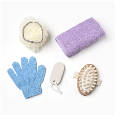Подарочный набор «Этель. Счастливой», полотенце 35×60 см, мочалка, щётка