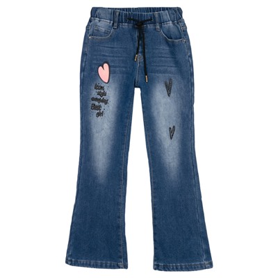 Брюки текстильные джинсовые утепленные флисом для девочек