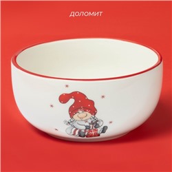 Салатник новогодний Доляна «Веселые гномы», 600 мл, 14×14×6,8 см