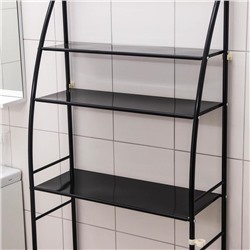Стеллаж над стиральной машинкой со штангой для сушки, 66×25×175 см, чёрный