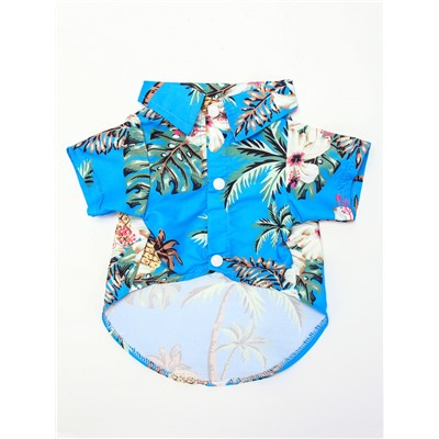Рубашка для собак «Тропики», размер L, ДС 28, ОГ 36, ОШ 26 см, голубая