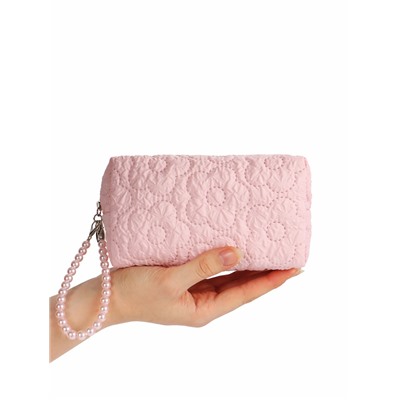 Косметичка женская «Цветочек», ручка из бусин, розовая