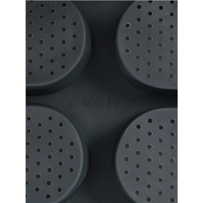 Форма для выпечки с перфорацией «Булочки», силикон, 34.5×23×2.5 см, 8 ячеек (9.5×6.3×2.4 см), чёрная