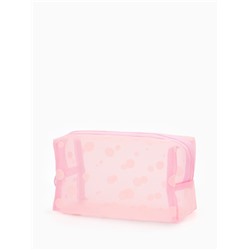 Косметичка женская DOT, с рисунком, сетка, на молнии, розовая