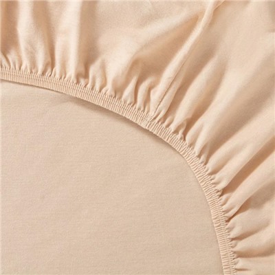 Простыня на резинке 2-спальная KUPU-KUPU, 180×200+20 см, бежевая, трикотаж