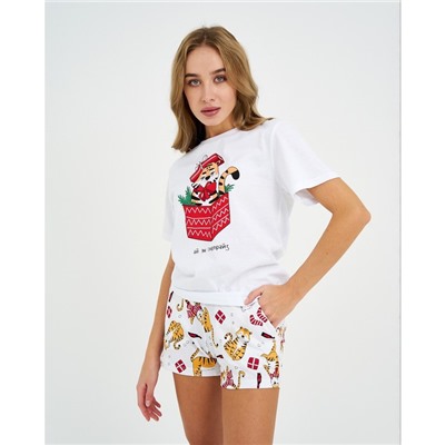 Пижама женская новогодняя (футболка и шорты) KAFTAN «Тигры» р.44-46