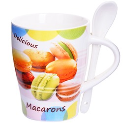 28474 Кружка MACARONS 340 мл с ложкой LR (х36)