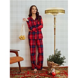 Пижама новогодняя женская (рубашка, брюки) KAFTAN Christmas, размер 48-50