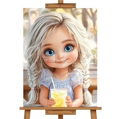 Мозаика алмазная "Девочка с соком" 20*30см.