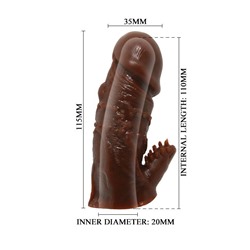Коричневая насадка на пенис - 11,5 см.