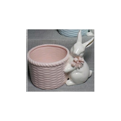 Фигурка кашпо розовое Кролик / 19083-2P /уп 24/