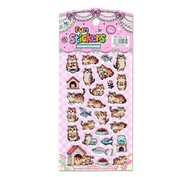 Наклейки объемные 1 лист 10х22 см Котики LTU6-01 (Кн737) Гранит