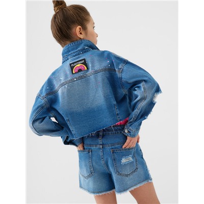 Шорты текстильные джинсовые для девочек