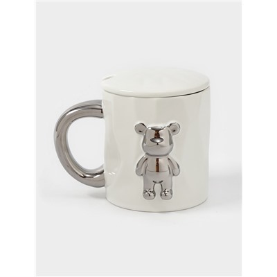 УЦЕНКА Кружка «Стильный мишка » 350 мл 12×8.5×9 см белый с ложкой
