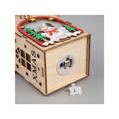 Ёлочная игрушка «Домик со снеговиком», 14.5×11×8.5 см, 1 LED, от батареек, свечение тёплое белое