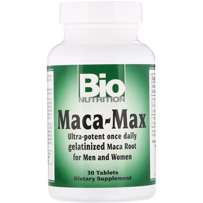 Bio Nutrition, Maca Max, 1,000 мг, 30 таблеток