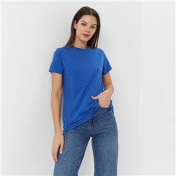 Футболка женская однотонная MINAKU: Basic line, цвет электро, размер 54