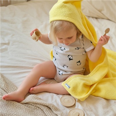 Полотенце уголок махровое Крошка Я 85×85 см, цвет светло-жёлтый, 100% хлопок, 320 г/м²