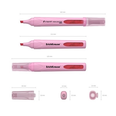 Маркер текстовыделитель ErichKrause Liquid Visioline V-14 Pastel, 0.6-4.0 мм, жидкие чернила на водной основе, розовый