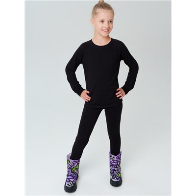 Термокомплект трикот. для девочек: фуфайка (футболка) с длин. рук, брюки