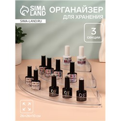 Органайзер для хранения, 3 секции, 26×26×10 см, прозрачный