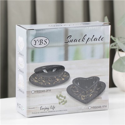 Набор керамический столовый «Марбл», 2 предмета: салатник 150 мл, блюдо 16.5×17×2 см, цвет белый