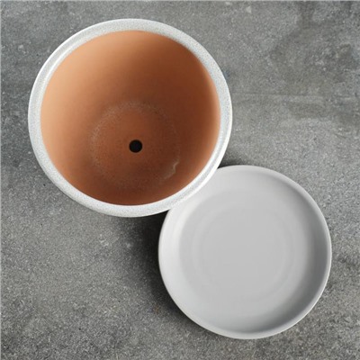 Горшок для цветов «Антик», 1 л, d=15 см, h=13 см, керамический, с поддоном, серый