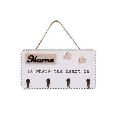Ключница открытого типа HOME на 4 крючка, 23,5х12,7х3 см, МДФ, металл