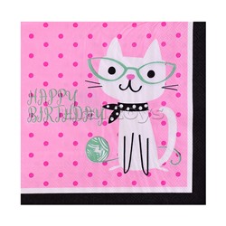 Набор посуды одноразовой "Гламурный кот" салфетки (20 шт)