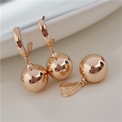 Комплект ювелирной бижутерии коллекция "Дубай" серьги и кулон, покрытие позолота, арт.215.495