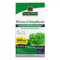 Nature's Answer, Brocco-Glutathione, средство с брокколи и глутатионом, 500 мг, 60 растительных капсул