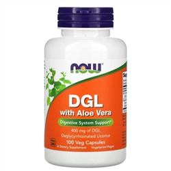 Now Foods, Глицирризинат корня солодки с алоэ вера, 400 мг, 100 растительных капсул