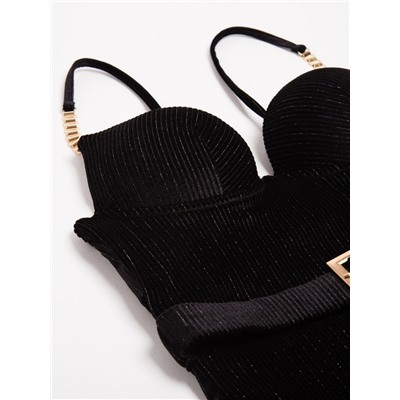 Купальник женский слитный бархатный MINAKU, размер 42, чёрный