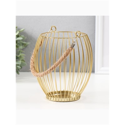 Подсвечник металл на 1 свечу «Корзина», d=10 см, бронза, 15×15×17 см