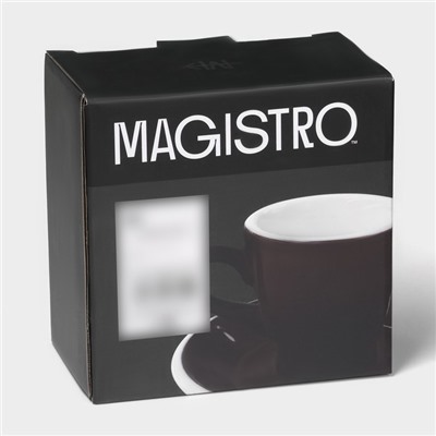 Кофейная пара Magistro Coffee time, чашка 80 мл, блюдце d=12.5 см, фарфор, коричневая