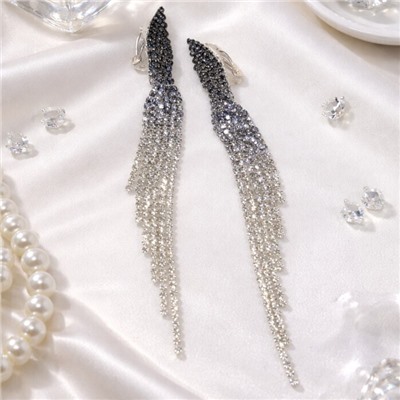 Длинные клипсы "Вечерние", цвет: серебристый и сине-черный, арт.012.087