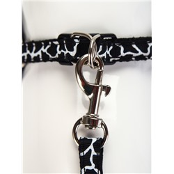 Шлейка с поводком «Жираф», ширина 1 см, поводок 120 см, шлейка 23-35 см, чёрная, белая