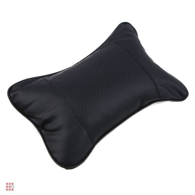 Подушка на подголовник косточка, компакт, 25x15см, экокожа, черный