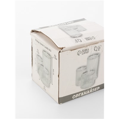 УЦЕНКА Органайзер для ватных палочек и дисков, с крышкой, 3 секции, 14×14×13 см, прозрачный