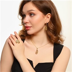 Комплект ювелирной бижутерии Итальянское золото (покрытие желтое 14к), серьги, кулон и кольцо 18 р, арт.217.213-18