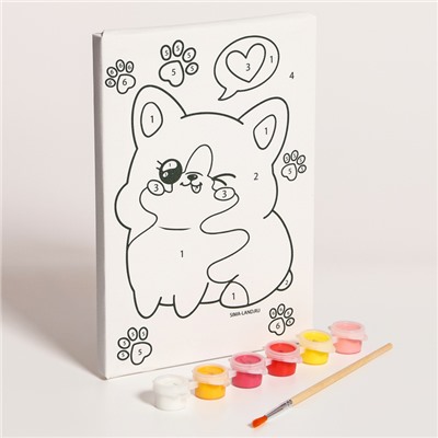 Картина по номерам для детей «Милый корги», 21×15 см