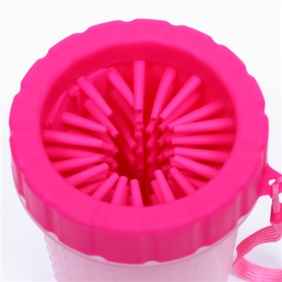 Лапомойка для средних собак с силиконовыми ворсинками 10×10×15 см, розовая